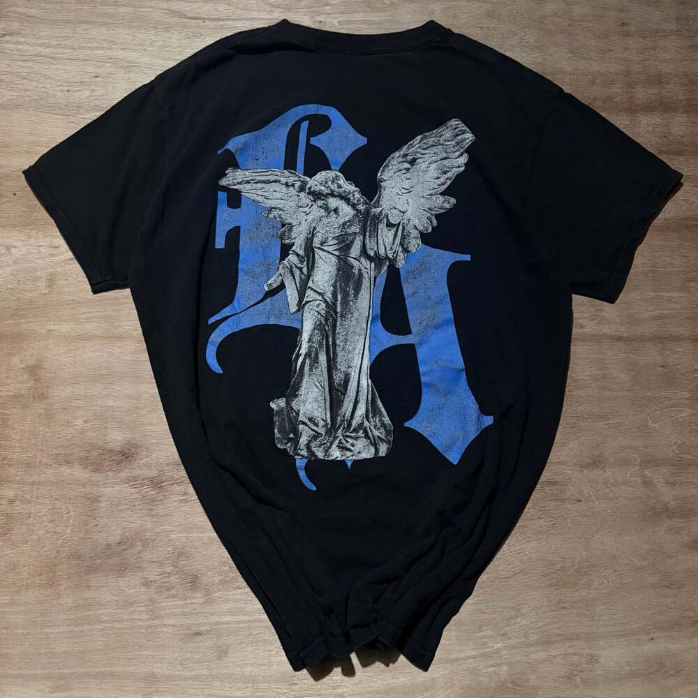 PacSun Los Angeles Angel Graphic T-Shirt Black Blue Gothic Streetwear M
